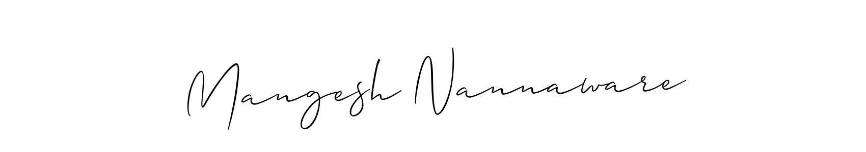 How to make Mangesh Nannaware signature? Allison_Script is a professional autograph style. Create handwritten signature for Mangesh Nannaware name. Mangesh Nannaware signature style 2 images and pictures png