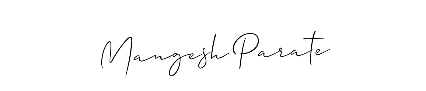 You should practise on your own different ways (Allison_Script) to write your name (Mangesh Parate) in signature. don't let someone else do it for you. Mangesh Parate signature style 2 images and pictures png