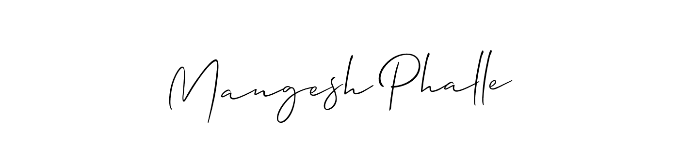 The best way (Allison_Script) to make a short signature is to pick only two or three words in your name. The name Mangesh Phalle include a total of six letters. For converting this name. Mangesh Phalle signature style 2 images and pictures png