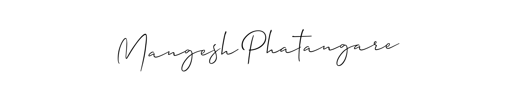 This is the best signature style for the Mangesh Phatangare name. Also you like these signature font (Allison_Script). Mix name signature. Mangesh Phatangare signature style 2 images and pictures png
