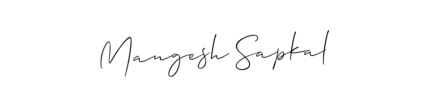 Allison_Script is a professional signature style that is perfect for those who want to add a touch of class to their signature. It is also a great choice for those who want to make their signature more unique. Get Mangesh Sapkal name to fancy signature for free. Mangesh Sapkal signature style 2 images and pictures png