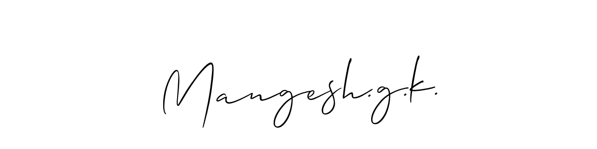 Similarly Allison_Script is the best handwritten signature design. Signature creator online .You can use it as an online autograph creator for name Mangesh.g.k.. Mangesh.g.k. signature style 2 images and pictures png