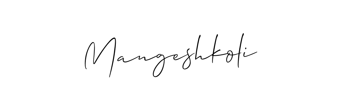 Design your own signature with our free online signature maker. With this signature software, you can create a handwritten (Allison_Script) signature for name Mangeshkoli. Mangeshkoli signature style 2 images and pictures png