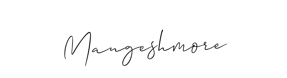 Use a signature maker to create a handwritten signature online. With this signature software, you can design (Allison_Script) your own signature for name Mangeshmore. Mangeshmore signature style 2 images and pictures png