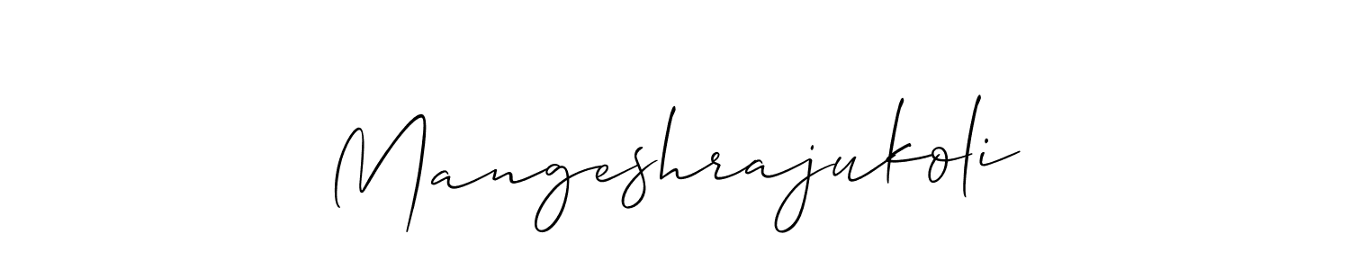 Use a signature maker to create a handwritten signature online. With this signature software, you can design (Allison_Script) your own signature for name Mangeshrajukoli. Mangeshrajukoli signature style 2 images and pictures png