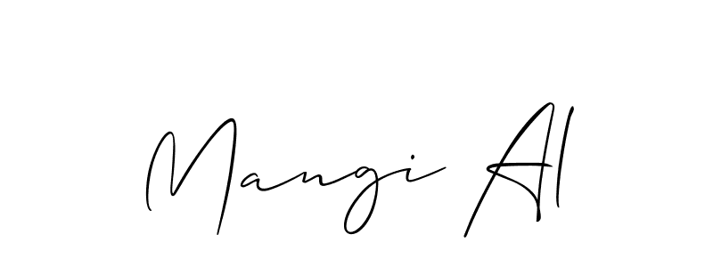Use a signature maker to create a handwritten signature online. With this signature software, you can design (Allison_Script) your own signature for name Mangi Al. Mangi Al signature style 2 images and pictures png