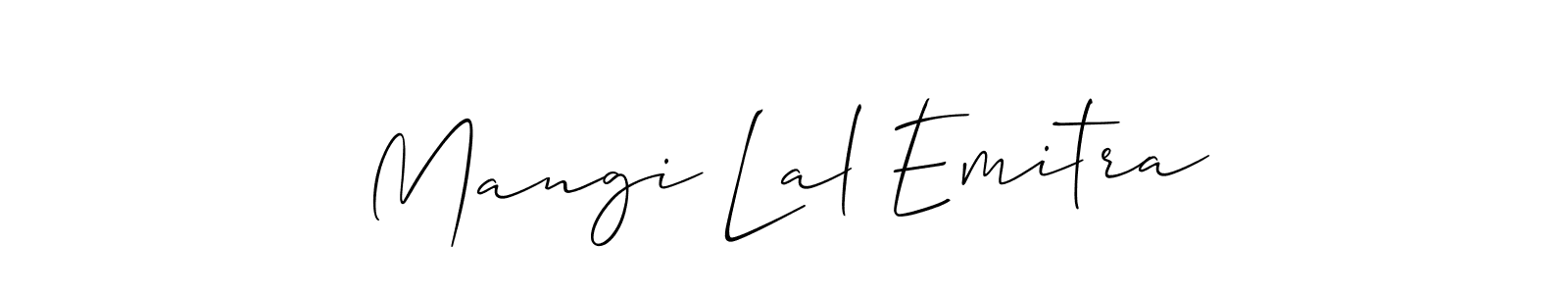 Design your own signature with our free online signature maker. With this signature software, you can create a handwritten (Allison_Script) signature for name Mangi Lal Emitra. Mangi Lal Emitra signature style 2 images and pictures png