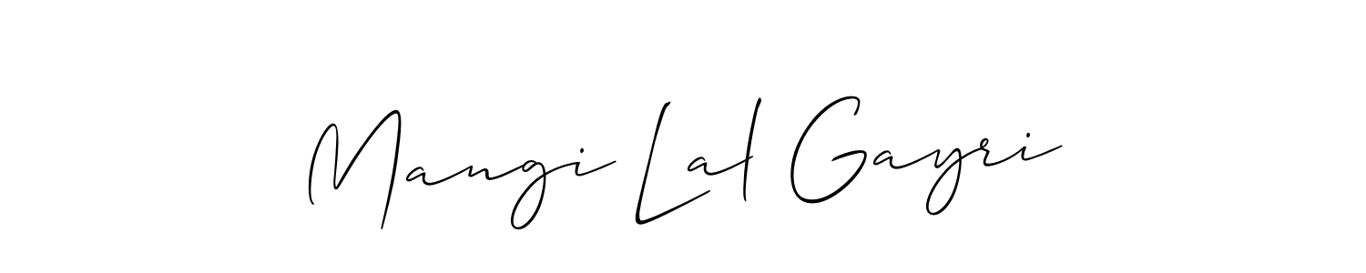 How to Draw Mangi Lal Gayri signature style? Allison_Script is a latest design signature styles for name Mangi Lal Gayri. Mangi Lal Gayri signature style 2 images and pictures png