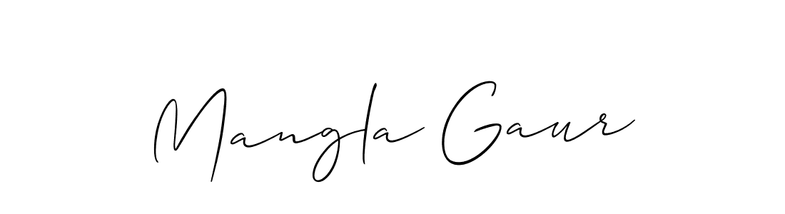 if you are searching for the best signature style for your name Mangla Gaur. so please give up your signature search. here we have designed multiple signature styles  using Allison_Script. Mangla Gaur signature style 2 images and pictures png