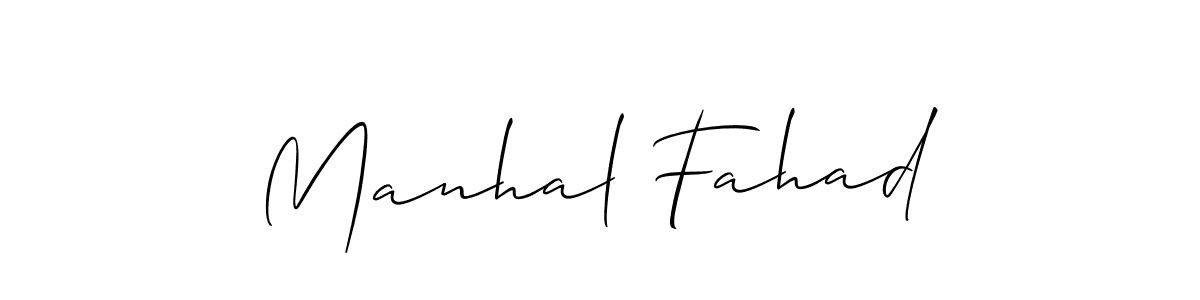 It looks lik you need a new signature style for name Manhal Fahad. Design unique handwritten (Allison_Script) signature with our free signature maker in just a few clicks. Manhal Fahad signature style 2 images and pictures png