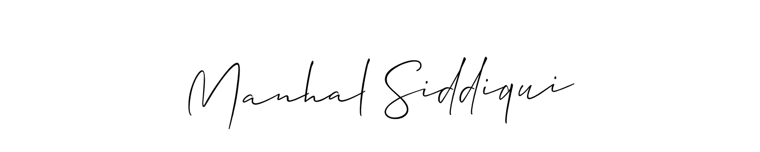 Use a signature maker to create a handwritten signature online. With this signature software, you can design (Allison_Script) your own signature for name Manhal Siddiqui. Manhal Siddiqui signature style 2 images and pictures png