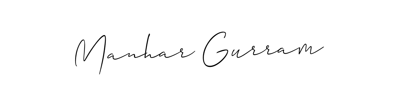 Also we have Manhar Gurram name is the best signature style. Create professional handwritten signature collection using Allison_Script autograph style. Manhar Gurram signature style 2 images and pictures png