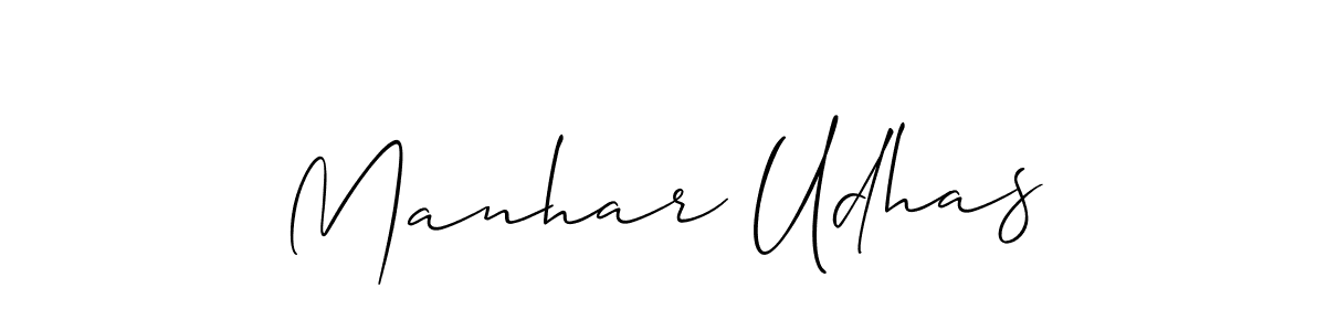Make a beautiful signature design for name Manhar Udhas. With this signature (Allison_Script) style, you can create a handwritten signature for free. Manhar Udhas signature style 2 images and pictures png