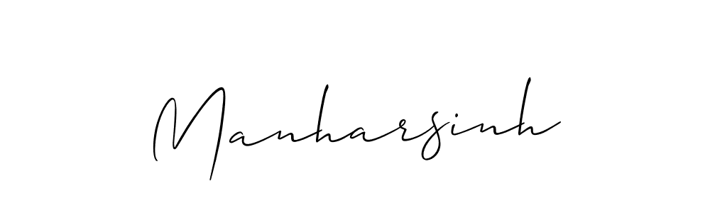 Use a signature maker to create a handwritten signature online. With this signature software, you can design (Allison_Script) your own signature for name Manharsinh. Manharsinh signature style 2 images and pictures png