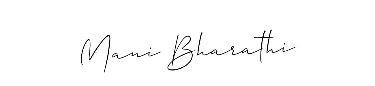 Create a beautiful signature design for name Mani Bharathi. With this signature (Allison_Script) fonts, you can make a handwritten signature for free. Mani Bharathi signature style 2 images and pictures png