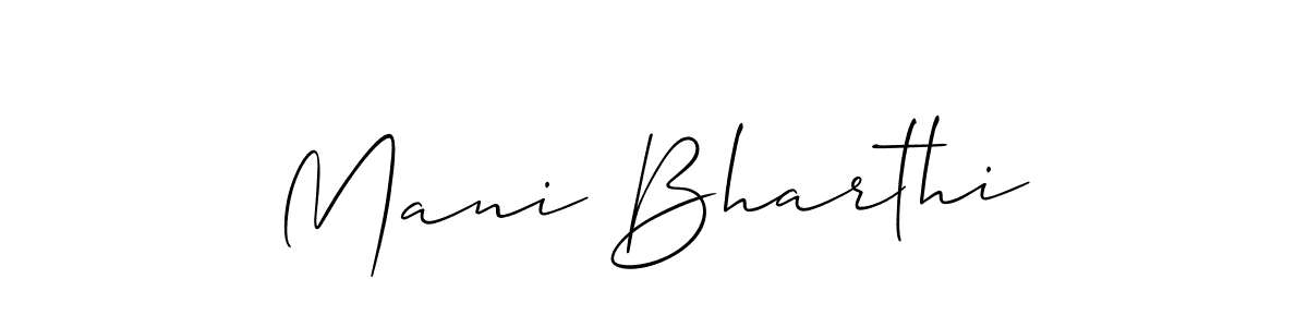 Allison_Script is a professional signature style that is perfect for those who want to add a touch of class to their signature. It is also a great choice for those who want to make their signature more unique. Get Mani Bharthi name to fancy signature for free. Mani Bharthi signature style 2 images and pictures png