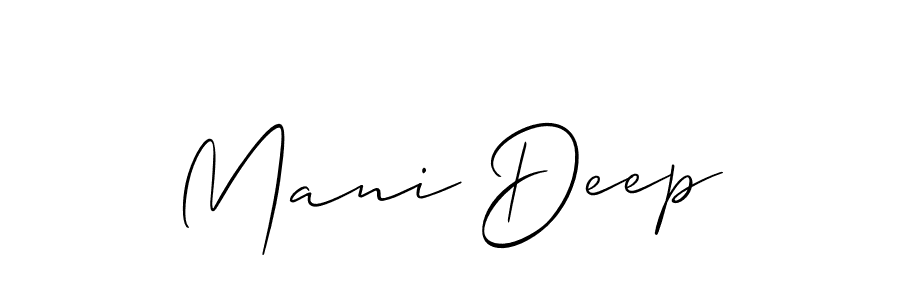 Make a beautiful signature design for name Mani Deep. With this signature (Allison_Script) style, you can create a handwritten signature for free. Mani Deep signature style 2 images and pictures png