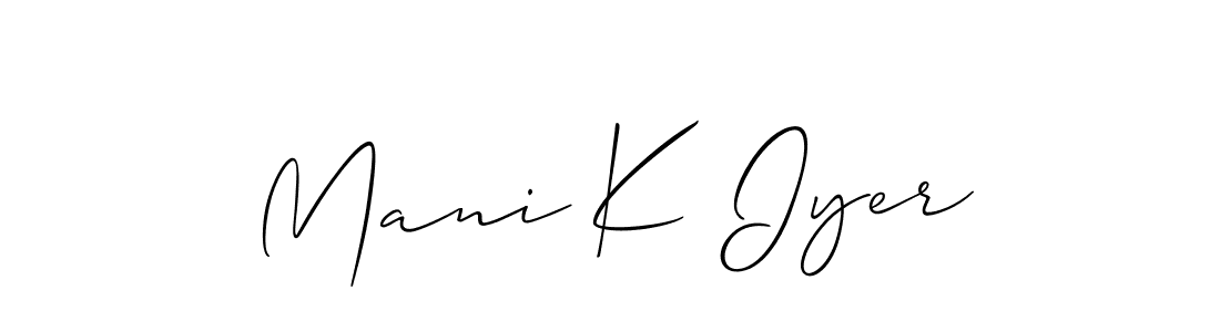 It looks lik you need a new signature style for name Mani K Iyer. Design unique handwritten (Allison_Script) signature with our free signature maker in just a few clicks. Mani K Iyer signature style 2 images and pictures png