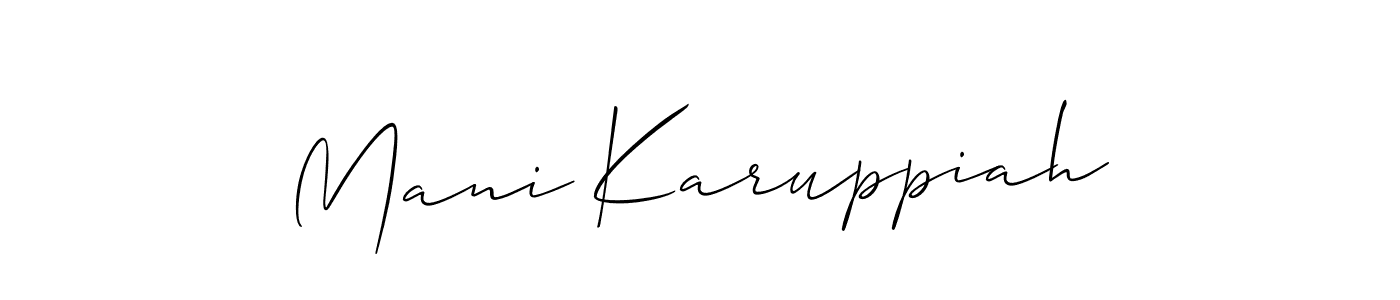 Also we have Mani Karuppiah name is the best signature style. Create professional handwritten signature collection using Allison_Script autograph style. Mani Karuppiah signature style 2 images and pictures png