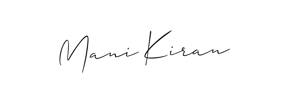 Also You can easily find your signature by using the search form. We will create Mani Kiran name handwritten signature images for you free of cost using Allison_Script sign style. Mani Kiran signature style 2 images and pictures png