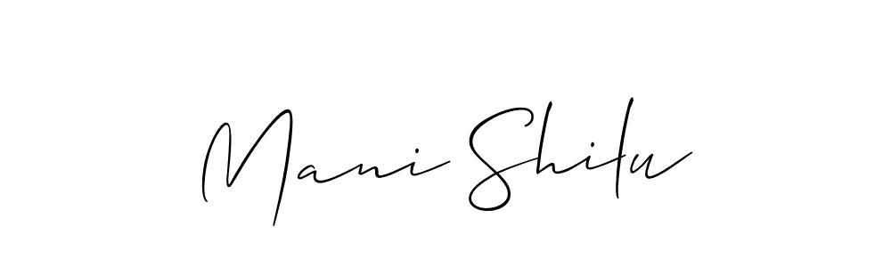 Similarly Allison_Script is the best handwritten signature design. Signature creator online .You can use it as an online autograph creator for name Mani Shilu. Mani Shilu signature style 2 images and pictures png