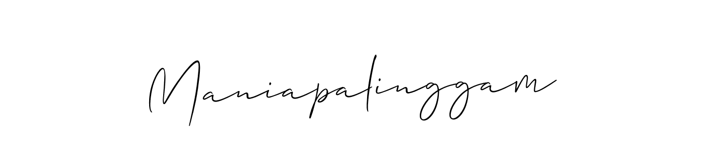 Use a signature maker to create a handwritten signature online. With this signature software, you can design (Allison_Script) your own signature for name Maniapalinggam. Maniapalinggam signature style 2 images and pictures png