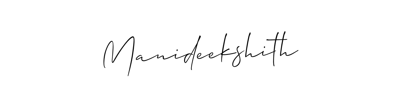 if you are searching for the best signature style for your name Manideekshith. so please give up your signature search. here we have designed multiple signature styles  using Allison_Script. Manideekshith signature style 2 images and pictures png