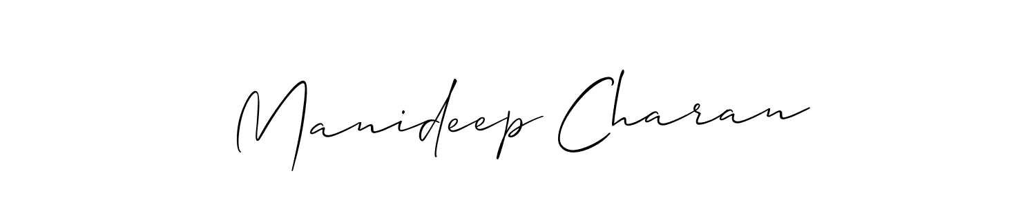 Design your own signature with our free online signature maker. With this signature software, you can create a handwritten (Allison_Script) signature for name Manideep Charan. Manideep Charan signature style 2 images and pictures png
