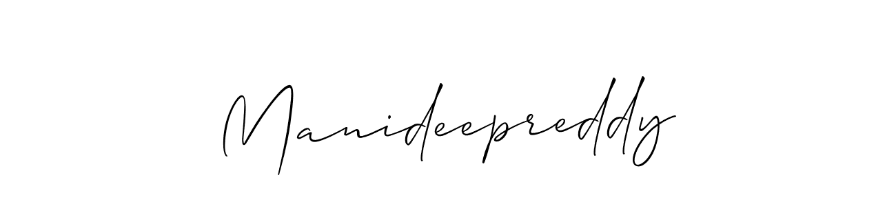 Create a beautiful signature design for name Manideepreddy. With this signature (Allison_Script) fonts, you can make a handwritten signature for free. Manideepreddy signature style 2 images and pictures png