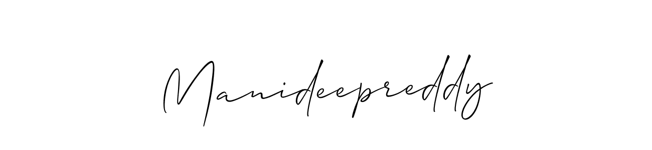 Create a beautiful signature design for name Manideepreddy. With this signature (Allison_Script) fonts, you can make a handwritten signature for free. Manideepreddy signature style 2 images and pictures png