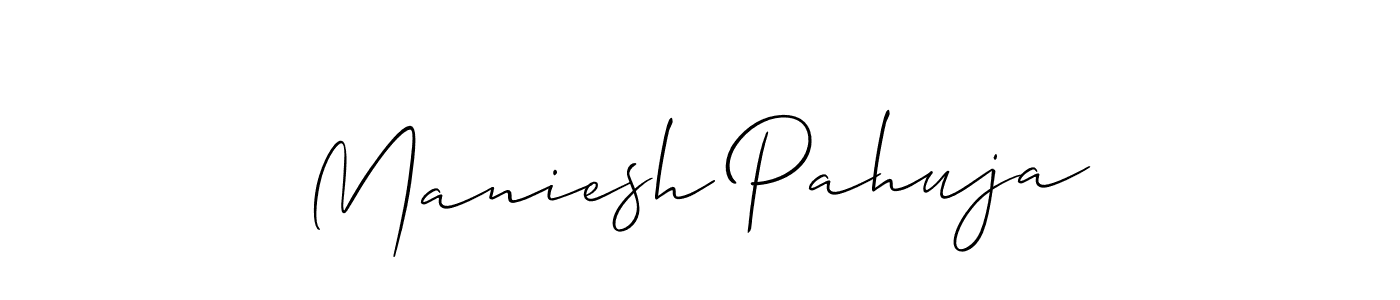 Create a beautiful signature design for name Maniesh Pahuja. With this signature (Allison_Script) fonts, you can make a handwritten signature for free. Maniesh Pahuja signature style 2 images and pictures png