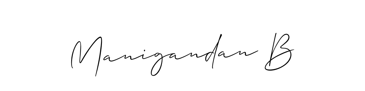 How to make Manigandan B name signature. Use Allison_Script style for creating short signs online. This is the latest handwritten sign. Manigandan B signature style 2 images and pictures png