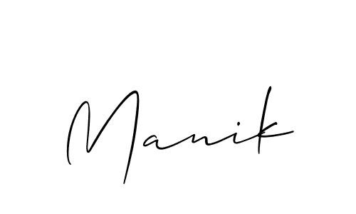 Use a signature maker to create a handwritten signature online. With this signature software, you can design (Allison_Script) your own signature for name Manik. Manik signature style 2 images and pictures png