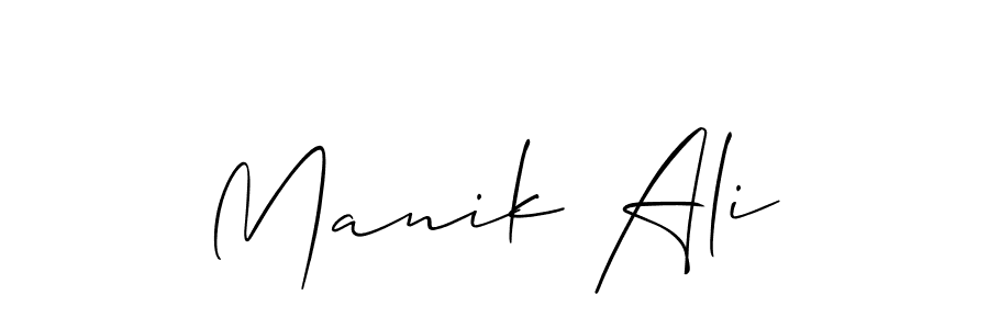 Use a signature maker to create a handwritten signature online. With this signature software, you can design (Allison_Script) your own signature for name Manik Ali. Manik Ali signature style 2 images and pictures png