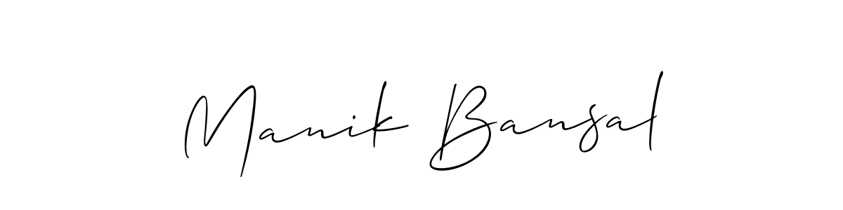 Make a beautiful signature design for name Manik Bansal. With this signature (Allison_Script) style, you can create a handwritten signature for free. Manik Bansal signature style 2 images and pictures png