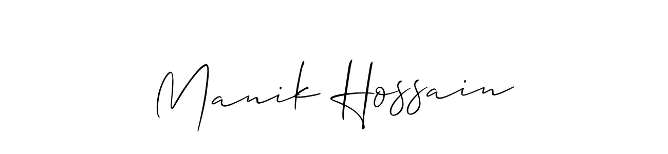 How to make Manik Hossain name signature. Use Allison_Script style for creating short signs online. This is the latest handwritten sign. Manik Hossain signature style 2 images and pictures png