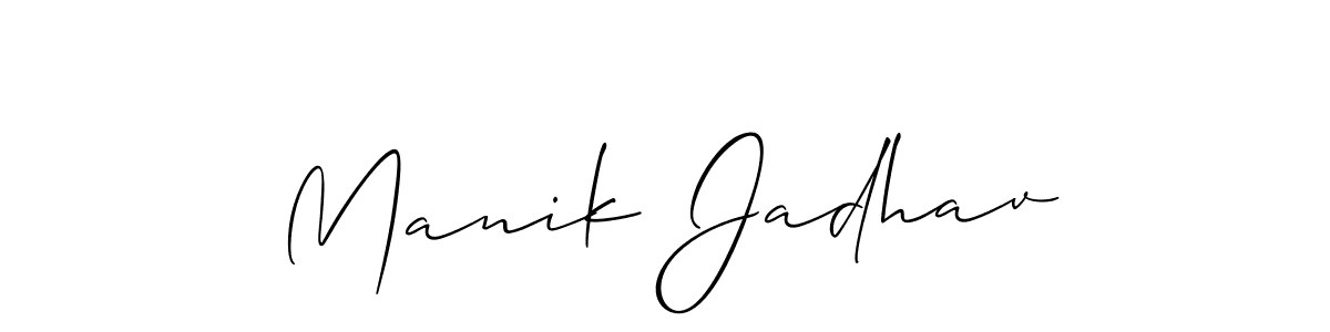 Use a signature maker to create a handwritten signature online. With this signature software, you can design (Allison_Script) your own signature for name Manik Jadhav. Manik Jadhav signature style 2 images and pictures png