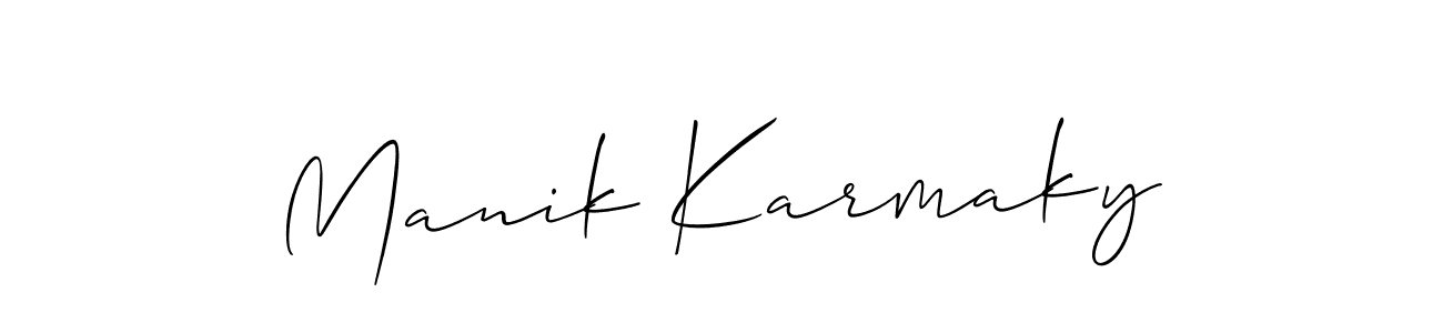 if you are searching for the best signature style for your name Manik Karmaky. so please give up your signature search. here we have designed multiple signature styles  using Allison_Script. Manik Karmaky signature style 2 images and pictures png