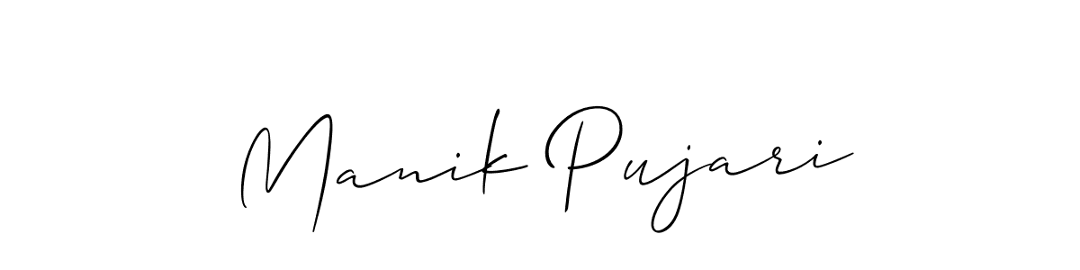 Manik Pujari stylish signature style. Best Handwritten Sign (Allison_Script) for my name. Handwritten Signature Collection Ideas for my name Manik Pujari. Manik Pujari signature style 2 images and pictures png