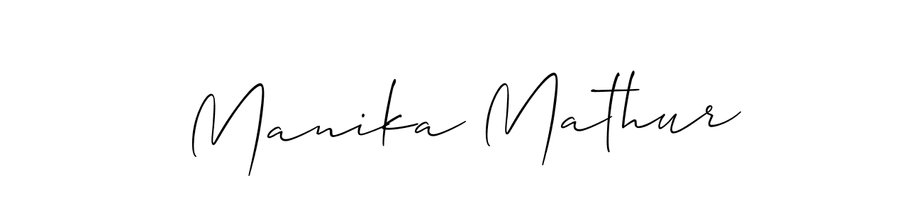 Make a beautiful signature design for name Manika Mathur. With this signature (Allison_Script) style, you can create a handwritten signature for free. Manika Mathur signature style 2 images and pictures png