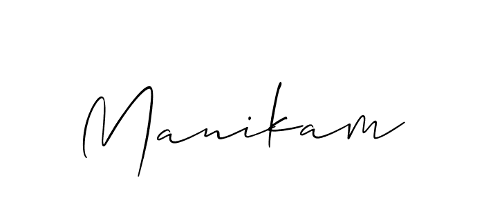 The best way (Allison_Script) to make a short signature is to pick only two or three words in your name. The name Manikam include a total of six letters. For converting this name. Manikam signature style 2 images and pictures png