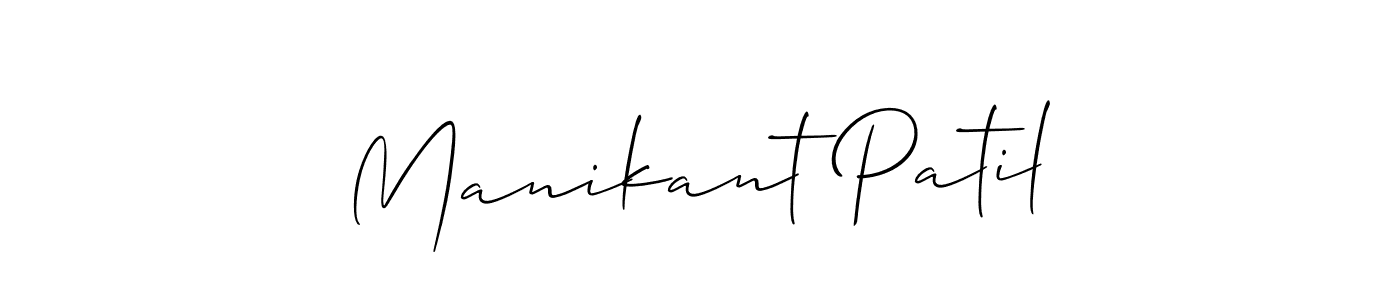 The best way (Allison_Script) to make a short signature is to pick only two or three words in your name. The name Manikant Patil include a total of six letters. For converting this name. Manikant Patil signature style 2 images and pictures png