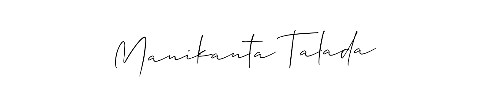 Create a beautiful signature design for name Manikanta Talada. With this signature (Allison_Script) fonts, you can make a handwritten signature for free. Manikanta Talada signature style 2 images and pictures png