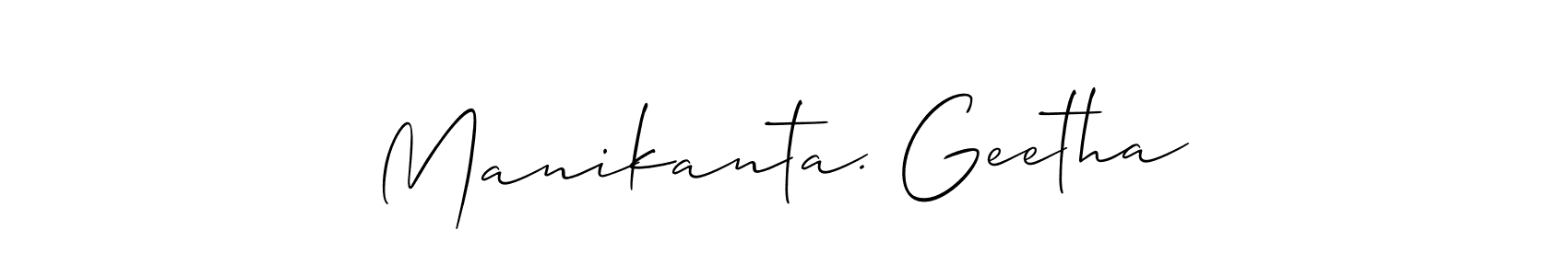 Also we have Manikanta. Geetha name is the best signature style. Create professional handwritten signature collection using Allison_Script autograph style. Manikanta. Geetha signature style 2 images and pictures png