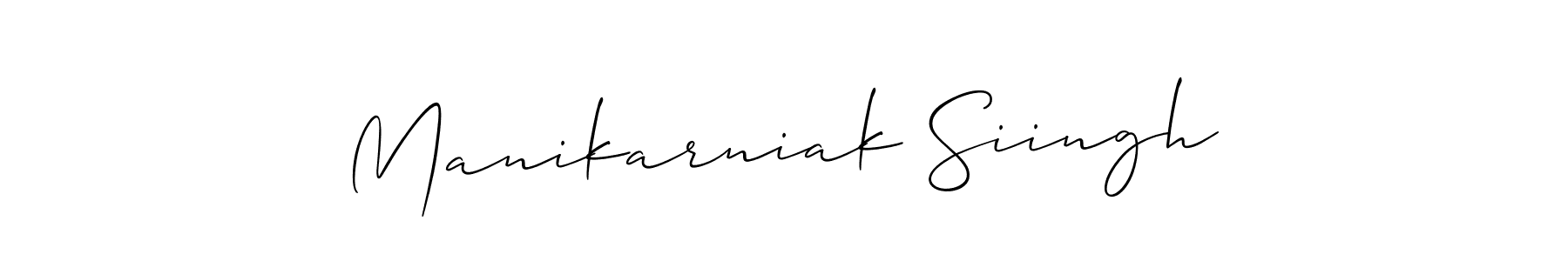 You can use this online signature creator to create a handwritten signature for the name Manikarniak Siingh. This is the best online autograph maker. Manikarniak Siingh signature style 2 images and pictures png