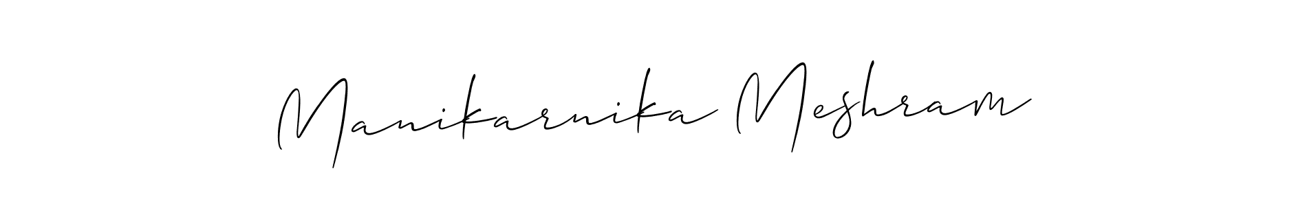 Manikarnika Meshram stylish signature style. Best Handwritten Sign (Allison_Script) for my name. Handwritten Signature Collection Ideas for my name Manikarnika Meshram. Manikarnika Meshram signature style 2 images and pictures png