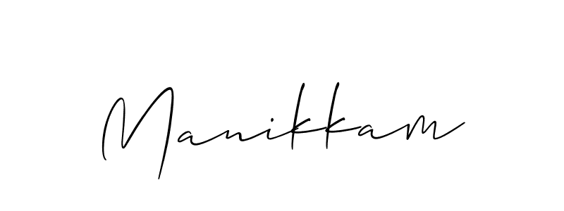 Make a beautiful signature design for name Manikkam. With this signature (Allison_Script) style, you can create a handwritten signature for free. Manikkam signature style 2 images and pictures png