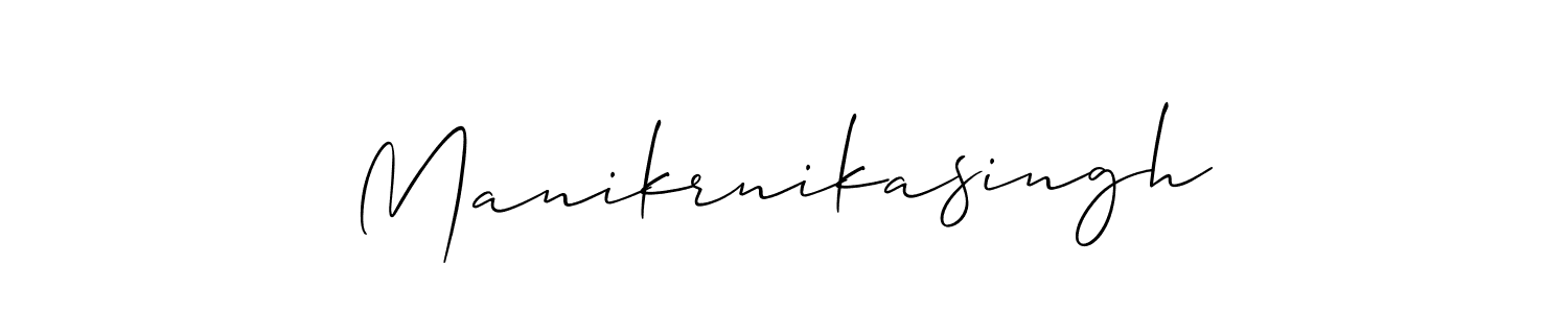 You should practise on your own different ways (Allison_Script) to write your name (Manikrnikasingh) in signature. don't let someone else do it for you. Manikrnikasingh signature style 2 images and pictures png