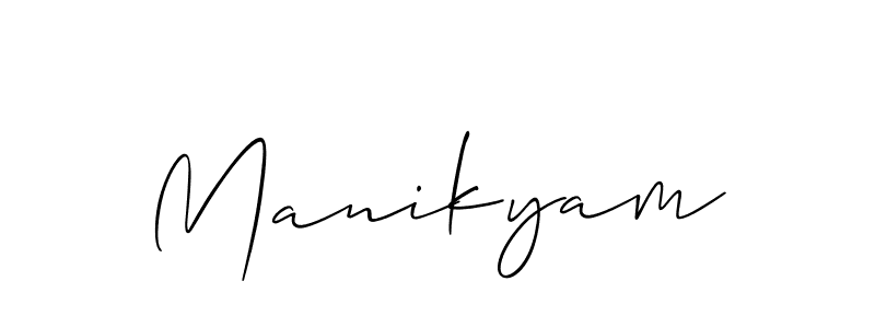 Make a beautiful signature design for name Manikyam. With this signature (Allison_Script) style, you can create a handwritten signature for free. Manikyam signature style 2 images and pictures png