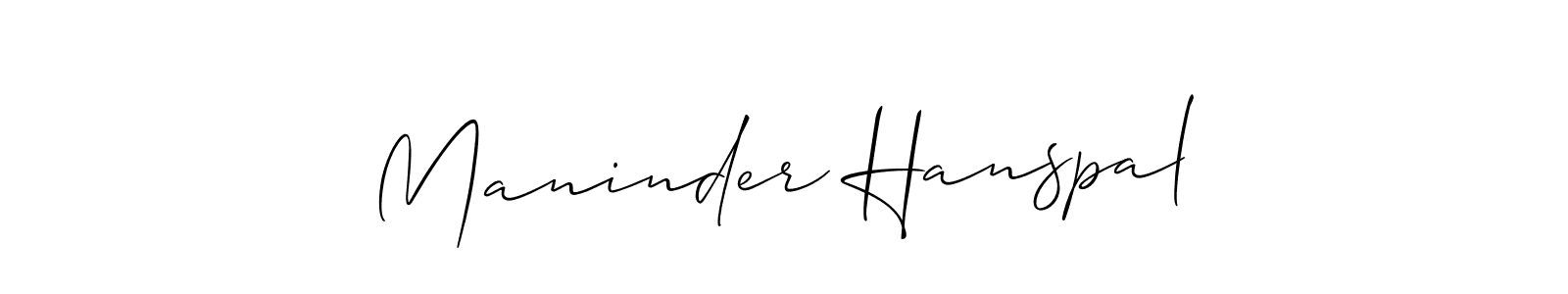 Design your own signature with our free online signature maker. With this signature software, you can create a handwritten (Allison_Script) signature for name Maninder Hanspal. Maninder Hanspal signature style 2 images and pictures png